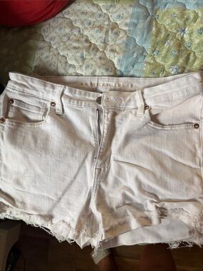 American Eagle Outfitters White Frayed Denim Shorts